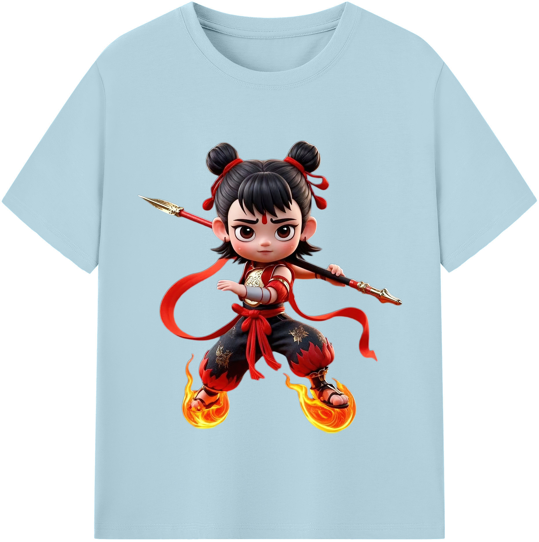 （画像用） Ne Zha 2 ナタ 魔童の大暴れ 綿100％半袖Tシャツ（フロントプリント）